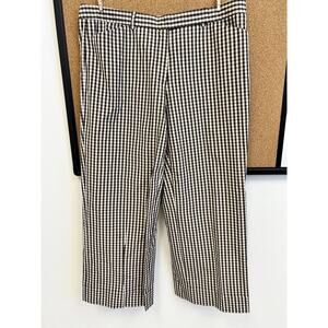 Charles Nolan NY Gingham Plaid Brown Ankle Pants Wide Leg Sz 10 Academia Preppy‎